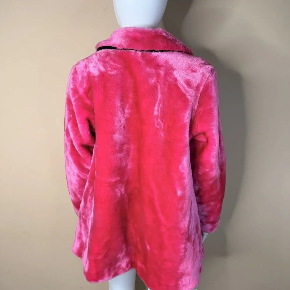 Hot Pink Faux Fur Coat Girls‎  lining Size XL/(16) Super Soft 75% ACRYLIC.